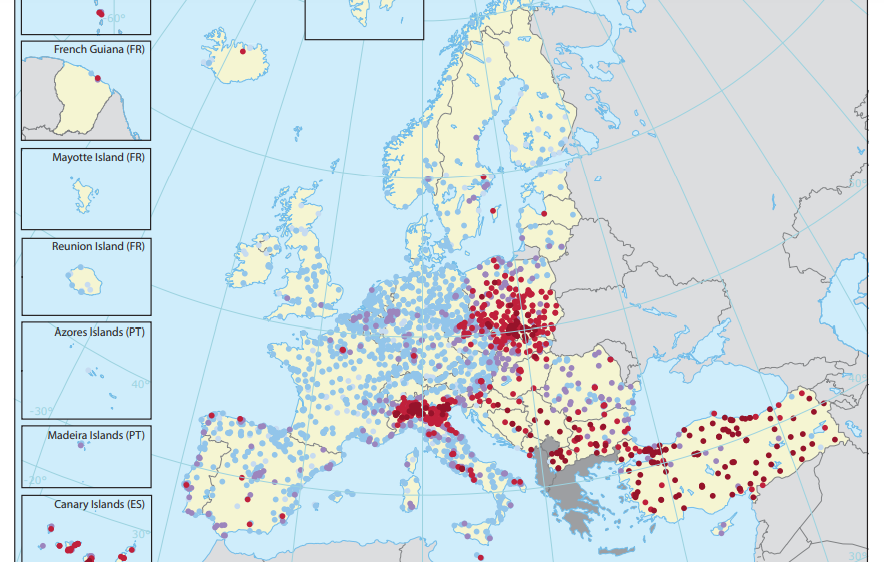 inquinamento giornaliero da PM10 in Europa